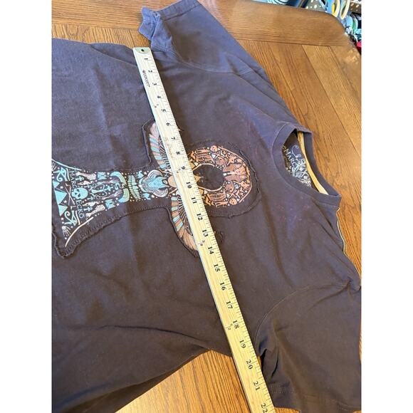Mark Ecko Y2K Brown T Shirt Ankh Egyptian Hieroglyphic Distressed Size Lg Men’s - Picture 6 of 7